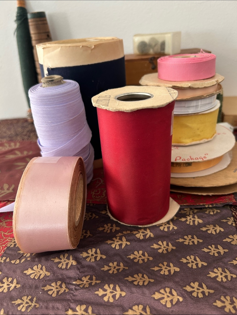 Decorative Ribbon Spools - Red, Pink, Lavender, Yellow